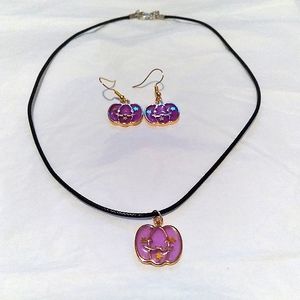 Handmade Stained Glass Necklace and Earring Set
